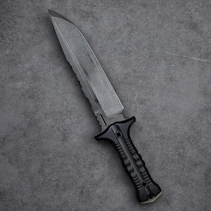 Dragon 12.8 Inch Sleipner Steel Full Tang Fixed BladeOutdoor Camping Tactics Hunting KnifeG10 Handle with leggings Kydex Sheath (Black handle black blade)