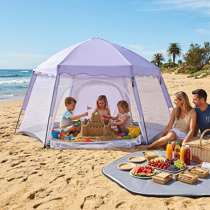Porayhut Large Pop Up Play Tent for Kids 78 Instant Toddler Playhouse with Removable Floor &amp UV50+ Sun Shade 360° Mesh Mosquito-Free Tent for Indoor Outdoor Beach Backyard Fits 4 Kids