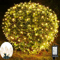 Meteds LED Christmas Net Lights Outdoor 100 LED 5ftx5ft Connectable 8 Modes Mesh 29V Plug-in Waterproof for Bushes Fence Tree Garden Xmas Decor (Orange)