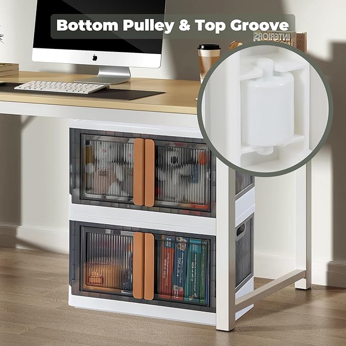 Dollate 8.4 Gal Collapsible Storage Bins with Lid 3 Pcs Free Installation Foldable Closet Organizers and Storage Bins for Organizing Household Goods
