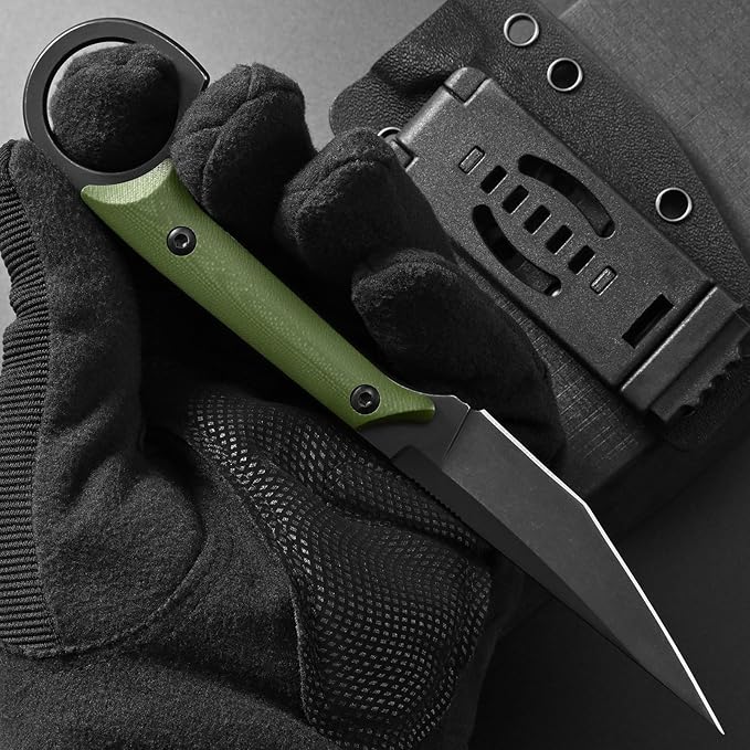 Ccanku C1140 Fixed Blade KnifeD2 Blade G10 Handle Claw Knife for Outdoor EDC Tool Survival Hiking Camping (Army Green)