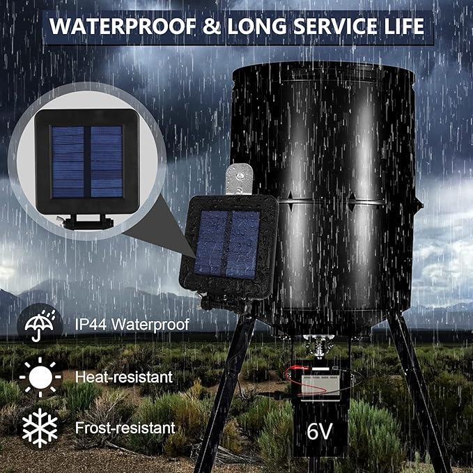 6V Solar Panel for Deer Feeder Efficient Charger w/Adjustable Mounting Bracket &amp Alligator Clips 6V Solar Panel Compatible with Game Feeder Timer &amp Rechargeable Batteries