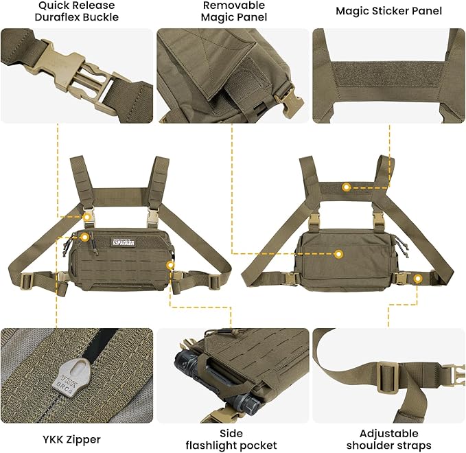 EXCELLENT ELITE SPANKER Tactical Chest Rig Pack EDC Chest Bag Molle Utility Chest Pouch for Outdoor Hunting Workouts Hiking