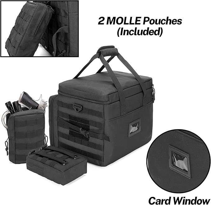 samdew Patrol Bag Law Enforcement Duty Bag for Police Equipment with 2 Detachable MOLLE Pouches &amp Laptop Layer (up to 15.6) Bailout Tactical Organizer for Car Front Seat Black