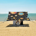 ALAZA Sun Moon Star Starry Sky Cartoon Beach Tent Sun Shelter UPF50+ Protection Beach Shade Canopy w/ 4 Sandbags for Outdoor Camping Fishing Backyard Fun Picnic 10x9 ft