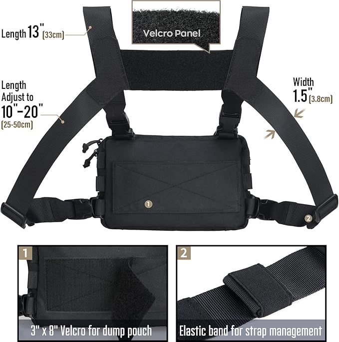 WYNEX Tactical Chest Rig Pack for Men Running Chest Bag with Front Loop Airsoft WYNEX Tactical Mag Pouch Molle Admin Pouch of Laser Cut