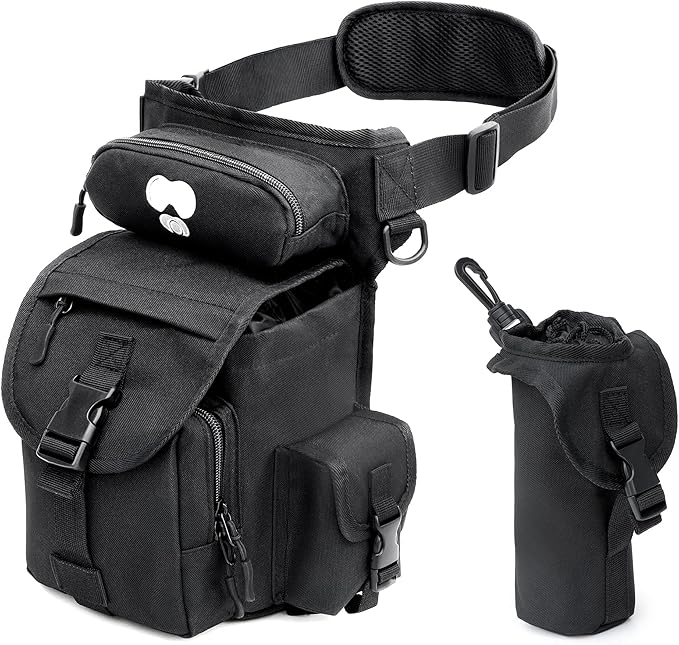 Drop Leg Tactical Bag with Insulated Bottle Pouch - Adjustable Shoulder Strap for Men Women Parents Hiking Biking Travel Photography - Weather-Resistant Outdoor Gear with Multiple Compartments
