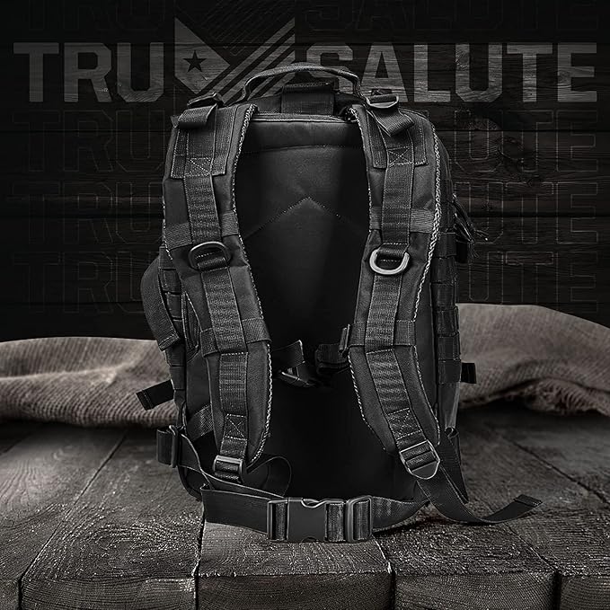 Tru Salute 45L Military Black Tactical Backpack Large Army 3 Day Pack Molle Bug out Bag Rucksack Backpack Military Black