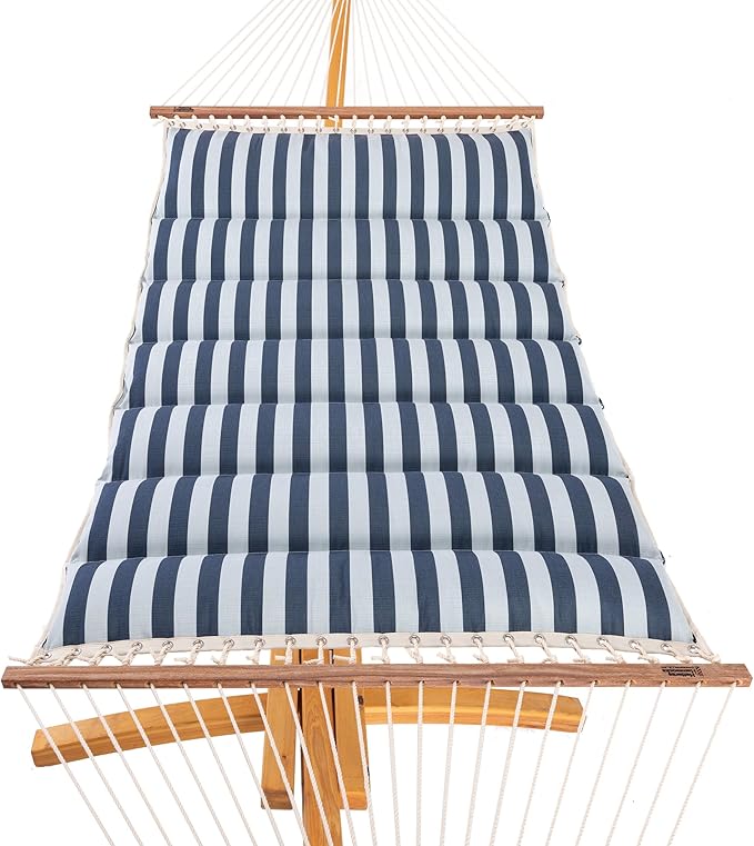 Hatteras Hammocks Expressive Mist Sunbrella Pillowtop Hammock with Free Extension Chains &amp Tree Hooks Handcrafted in The USA Accommodates 2 People 450 LB Weight Capacity 13 ft. x 55 in.