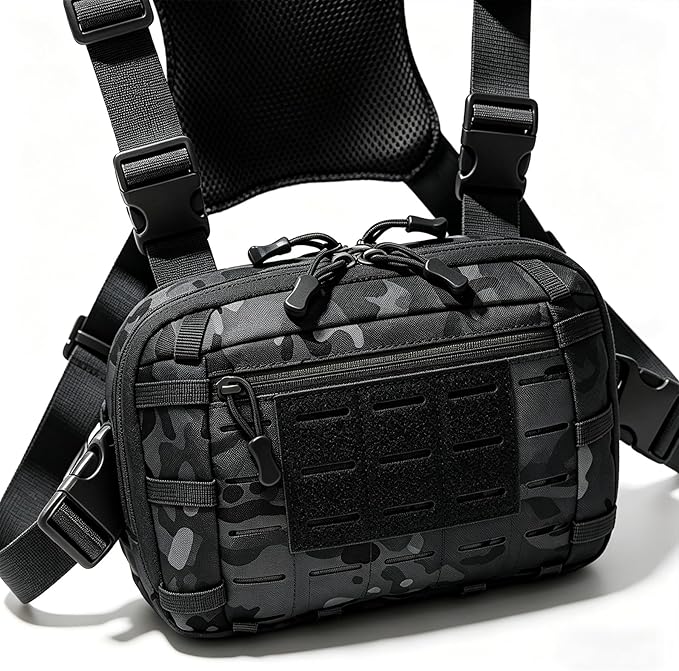 Tactical Chest Pack EDC Chest Bag Utility Molle Chest Rig Pouch with CCW Compartment Adjustable Strap Admin Pouch