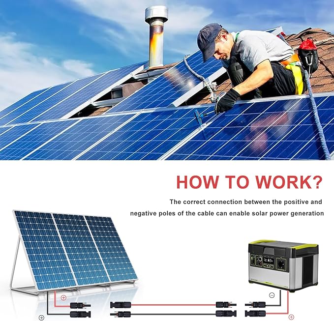 Twin Wire 100FT Solar Extension Cable - 10AWG(6mm²) Solar Panel Connector with 6 Pairs-IP67-Male/Female Solar connectors for Outdoor Automotive RV Boat Marine Solar Panel- Black &amp Red