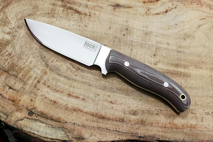 GCS Handmade D2 Steel Hunting Knife with Brown And White Micarta Handle Full Tang Blade and Leather Sheath for Hunting Hunting Camping Survival EDC-GCS 941