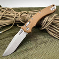 Outdoor Folding Pocket Knife with 3.9 M390 Stonewashed Blade Desert G10 Handle Crossbar-Lock Mechanism for Camping Hiking Survival EDC