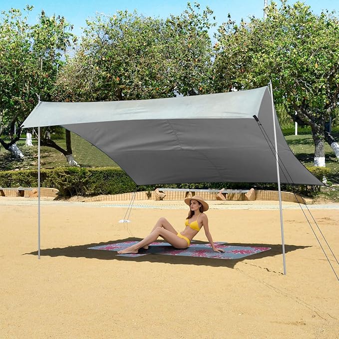 ALAZA Eagles Misty Forest Beach Tent Sun Shelter Portable Canopy Sunshade for Outdoor Camping Picnics Backyard Fun 10x9 ft