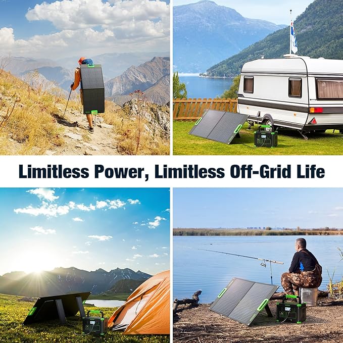 100W Portable Solar Panel for Power Station Generator 20V Foldable Solar Cell Solar Charger with High-Efficiency Battery Charger for Outdoor Camping Van RV Trip