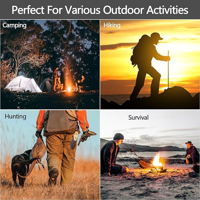 HX OUTDOORS Fixed Blade Knife with Fire Starter Premium DC53 Steel Full Tang Tactical Knives for Men Bushcraft Survival Camping Knife with Kydex Sheath for EDC Outdoor (Gray)