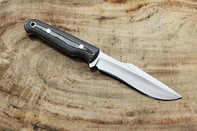 GCS Handmade D2 Steel Hunting And skinning Knife Black And White Handle Full Tang Blade and Leather Sheath for Hunting Hunting Camping Survival EDC-GCS 943