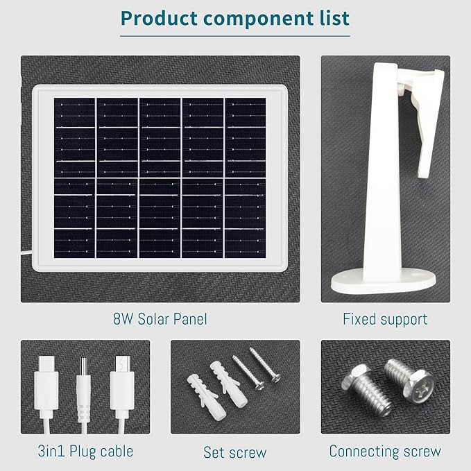 8W Solar Panel Built-in with SANYO 13200mAh Battery for Security Camera Outdoor 3in1 Plug Charger Panel for Trail Hunting Camera Support Emergency Power for Camping Hiking Lights Phones Tablet PC