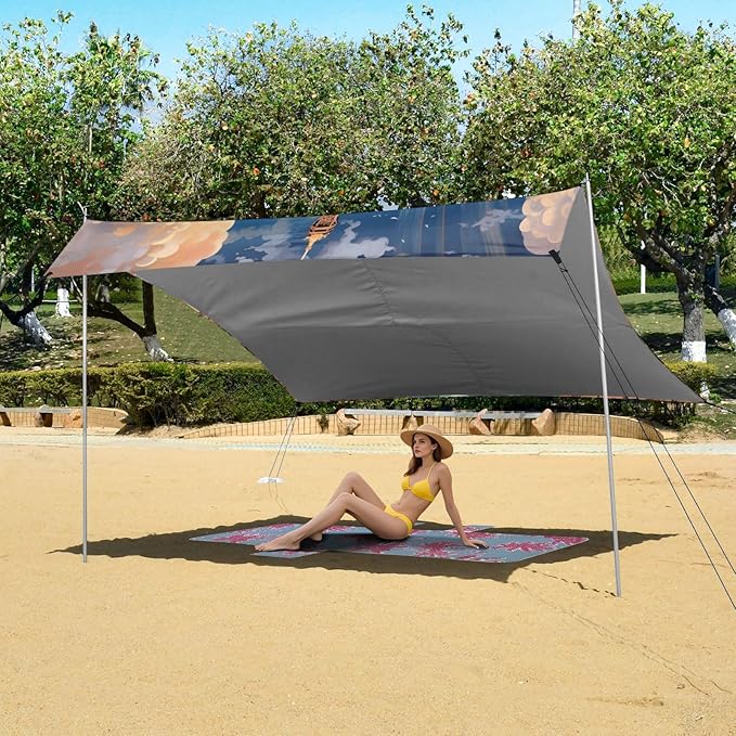 ALAZA Paris Magnificence of The Eiffel Tower Beach Tent Sun Shelter Portable Canopy Sunshade for Outdoor Camping Picnics Backyard Fun 10x9 ft