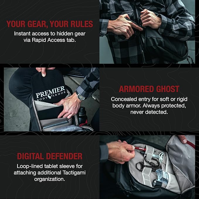 Vertx Urban Ghost Tactical Sling Bag (10L) – Durable Ripstop CCW Carry Pack with Rapid Access Tab Lockable Zippers Mountain - One Size