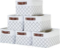 DECOMOMO Small Storage Basket Closet Storage Bins Baskets for Organizing Shelves (White Check Small - 6 Pack)