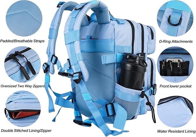 LHI Tactical Military Backpack for Men and Women 25L/35L Army Assault Pack Bag Small Rucksack with Bottle Holder