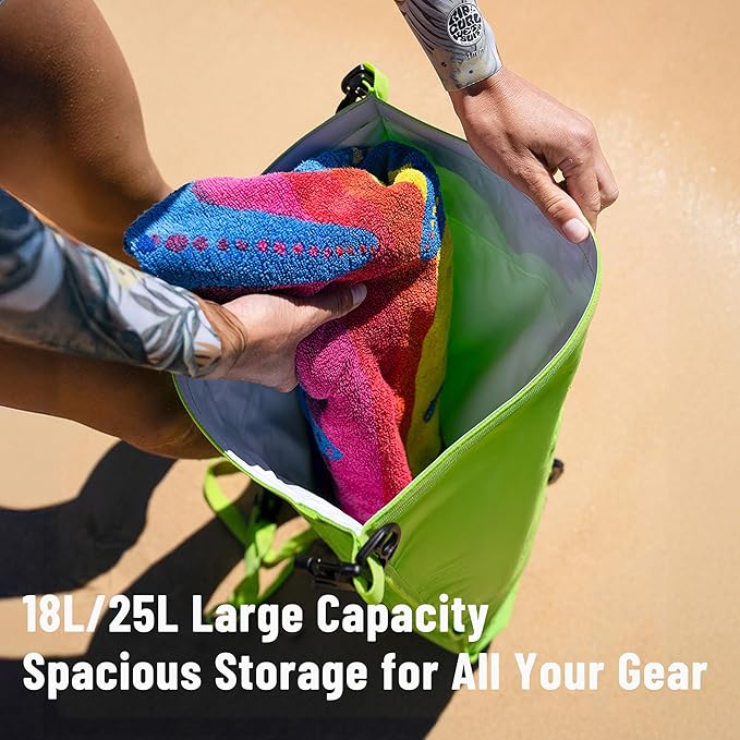 Naturehike Dry Bag for Open Water 18L/25L Waterproof Dry Bag with Adjustable Waist Belt Roll Top Backpack Swim Bubble for Safty Swimming Training Snorkeling Kayaking Boating