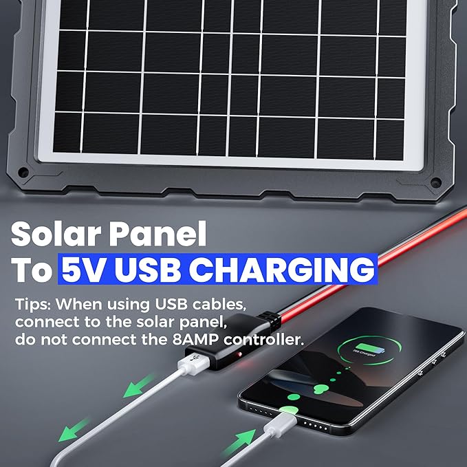 POWOXI-Upgraded-20W-Solar-Battery-Charger-Maintainer External Smart 3-Stages PWM Charge Controller 12V Solar Panel Trickle Charging Kit for Car Marine Motorcycle RV etc