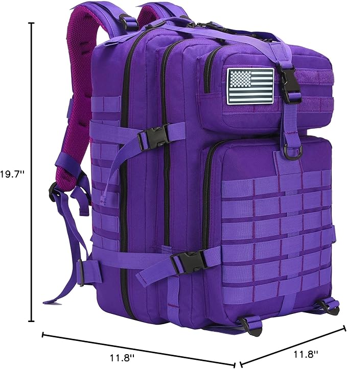 45L Military Tactical Backpack for Men &amp Women Bug Out Bag Assault pack Molle Daypack Hiking Trekking Rucksack(45L purple)
