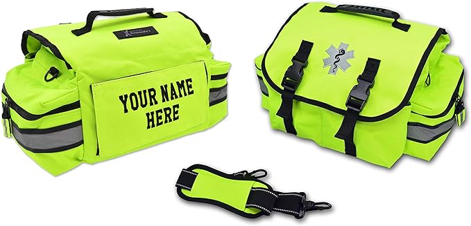 Lightning X Customizable Small Medic First Responder EMT Trauma Bag w/Embroidered Name Patch - FLUORESCENT YELLOW
