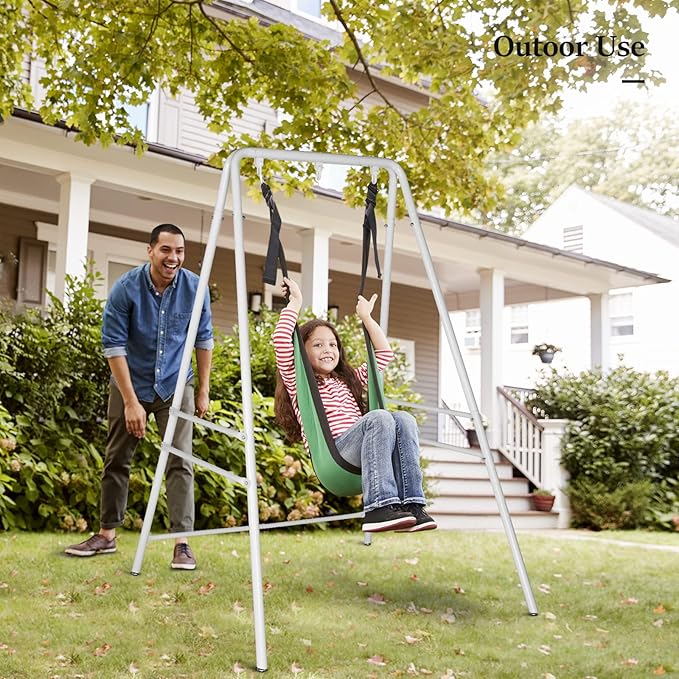 ONCLOUD Outdoor Hanging Chair Stand Heavy-Duty 450 LBS Support Outdoor Hammock Chair Stand for Patio Garden and Backyard (White)