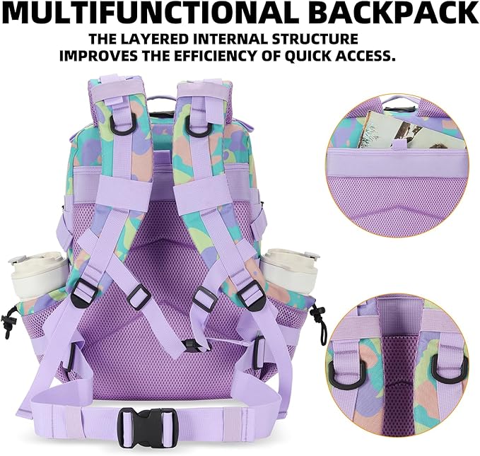Lovelinks21 25L Tactical Military Backpack Small Travel Backpack for Men and Women Assault Pack Bug Out Bag Molle Daypack Gym Backpack with Bottle Holder (Color Camo)