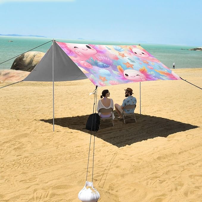 ALAZA Salamander Coral Pattern Beach Tent Sun Shelter Portable Canopy Sunshade for Outdoor Camping Picnics Backyard Fun 10x9 ft