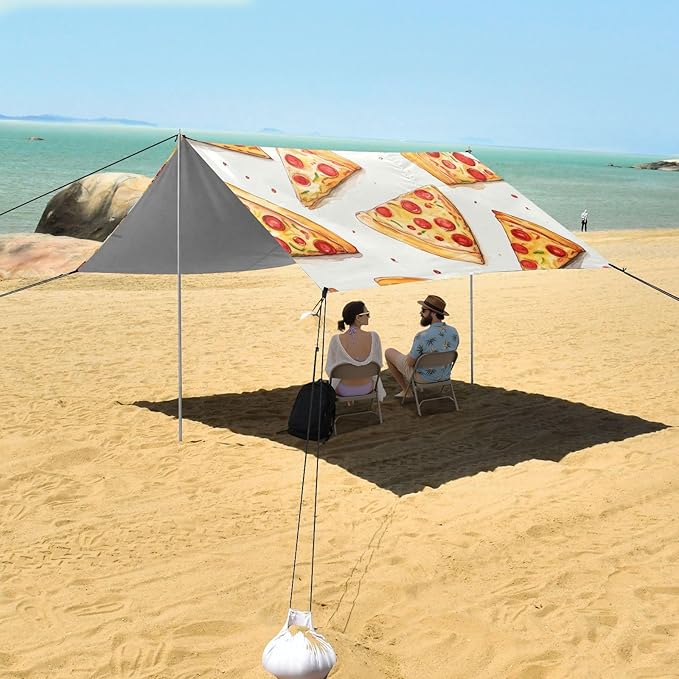 ALAZA Slices Pizza Beach Tent Sun Shelter Portable Canopy Sunshade for Outdoor Camping Picnics Backyard Fun 10x9 ft