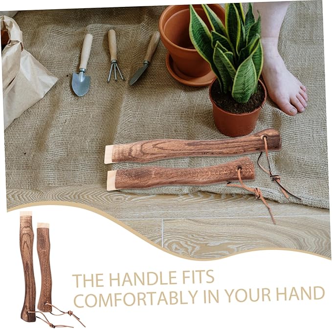 Veemoon 2pcs Replacement Curved Wooden Handle for Axe Hatchet Portable Short Trench Tool Handle Solid Wood Construction