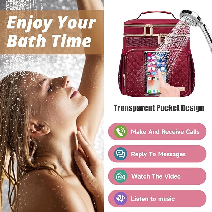 Large Toiletry Bag for Women MenBathroom BagWater Resistant Shower BagMakeup BagPortable Shower Caddy for College DormHanging Travel Toiletry Bag with Transparent Waterproof Phone Pocket
