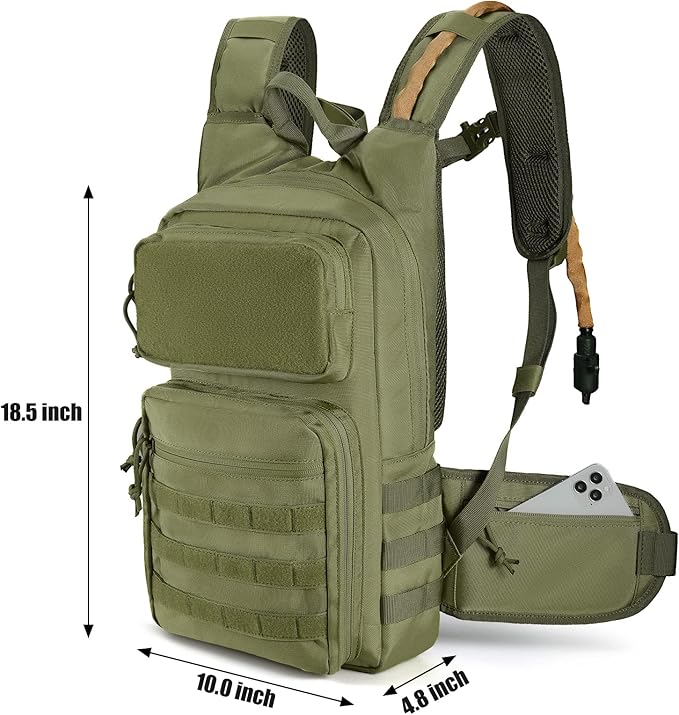 Tactical Hydration Pack Lightweight Insulation Water Backpack Molle Hydration Backpack for Hiking Running Cycling Climbing Hunting Fishing