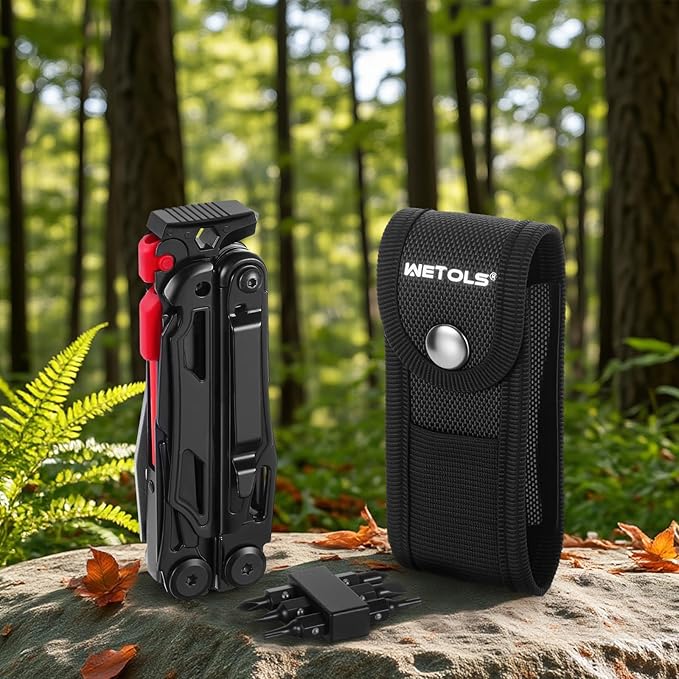 WETOLS Multitool with Pocket Knife 27-in-1 Stainless Steel Needle Nose Pliers with Screwdrivers Self-locking Multi tool EDC Gear with Sheath Ideal for Survival Outdoor Camping
