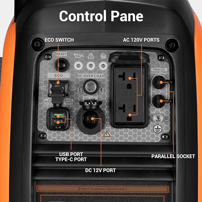 Oxseryn 2800-Watts Portable Inverter Generator Gas Generators for Home Use Camping Super Quiet Emergency Home Backup with Fuel Shut Off 1.1Gal Fuel Tank 39Lbs EPA Compliant