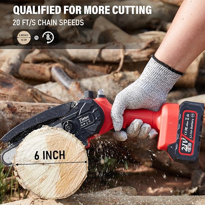 Tietoc Mini Chainsaw 6-Inch with 2 Batteries Electric Saw Stocking Stuffers Christmas Birthday Gifts Present for women mom wife Adults Cool Gadgets 2025