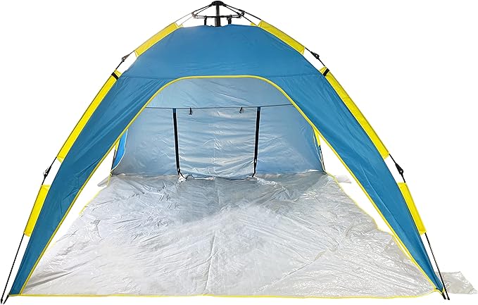 Bliss Hammocks BHT-A39-BY Pop-Up Beach Tent w/Carry Bag for Easy Travel Sun Protection &amp Wind Resistant Waterproof Lightweight Durable Blue and Yellow