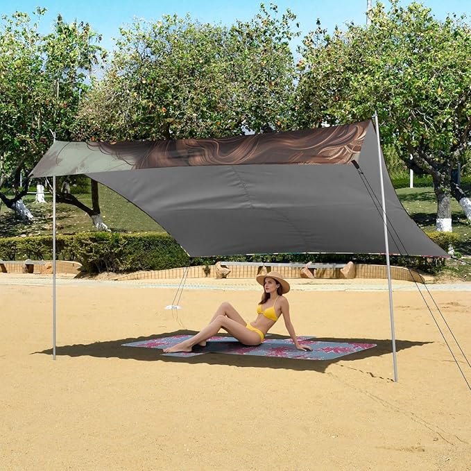 ALAZA Beautiful African Girl Beach Tent Sun Shelter Portable Canopy Sunshade for Outdoor Camping Picnics Backyard Fun 10x9 ft