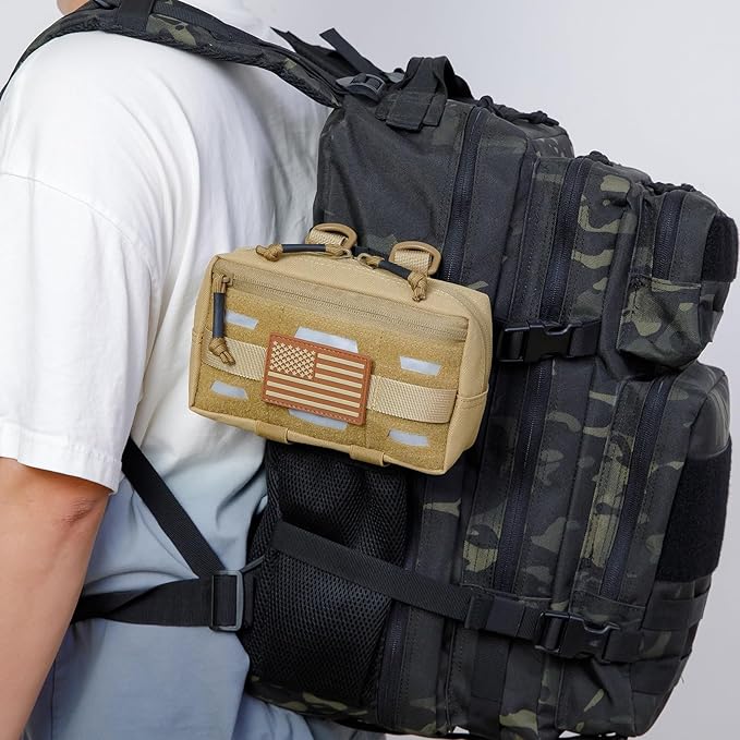Tactical Molle Belt Pouch Utility Waist Pouch Waterproof Small Belt Bag with Shoulder Strap for Outdoor Camping Traveling Hiking