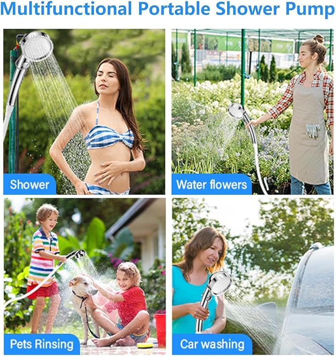 Portable Electric Shower 7800mAh Rechargeable Portable Shower Head 3 Spray Modes Camping Showers for Outdoor Camping Travel Watering Plants