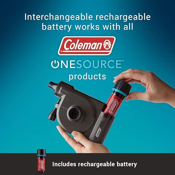 Coleman OneSource Rechargeable Outdoor Camping Gear: Camp Shower Cordless Vacuum Fan Speaker &amp Air Pump Options with Included Rechargeable Battery