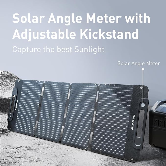 Segway SP200 Portable Solar Panel 200 Watt 20 Volt High Efficiency Monocrystalline PV Module Power Charger for RV Rooftop Farm and Camping Hiking Off-Grid Living Compatible with Segway Cube Series