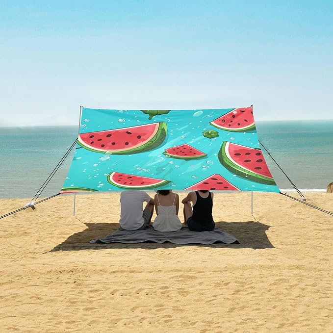 ALAZA Watermelon Watercolor Beach Tent Sun Shelter Portable Canopy Sunshade for Outdoor Camping Picnics Backyard Fun 10x9 ft