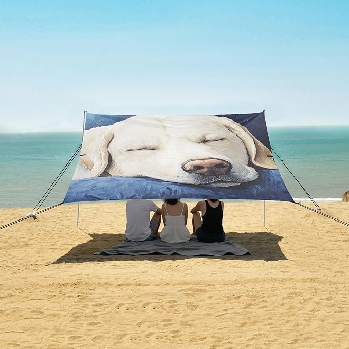 ALAZA Watercolor Labrador Sweet Dreams on Blue Beach Tent Sun Shelter Portable Canopy Sunshade for Outdoor Camping Picnics Backyard Fun 10x9 ft