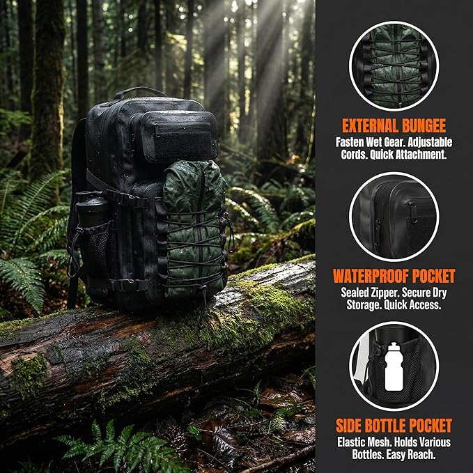 Miramrax Dry Bag Waterproof Backpack 30L Tactical Backpack for Kayaking Hiking Boating Paddle Boarding Fishing Travel Camping Beach Floating Dry Bag for Men Women (Black)