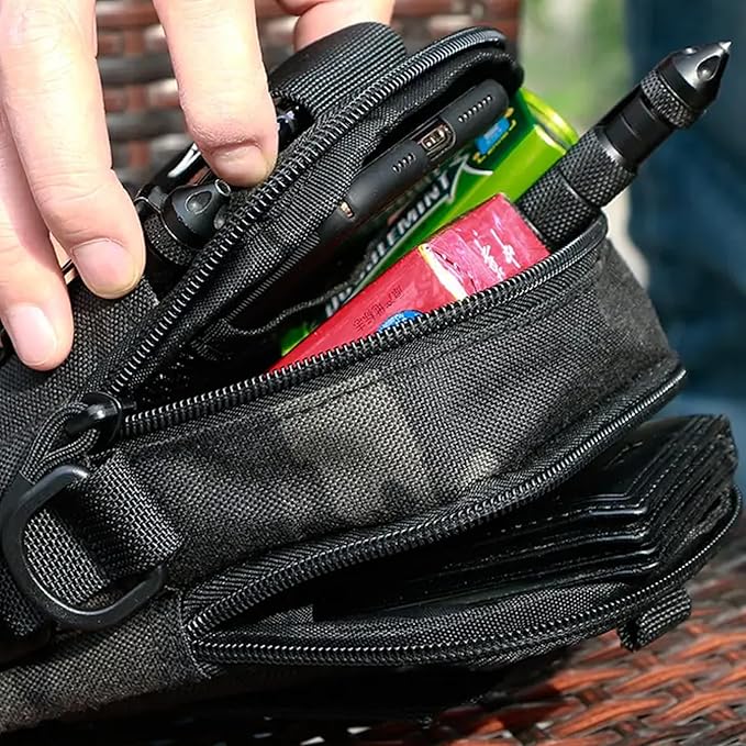 Tactical Molle EDC Utility Gadget Pouch Compact Multipurpose Belt Waist Hip Bag with Cell Phone Holster Holder (with Strap)